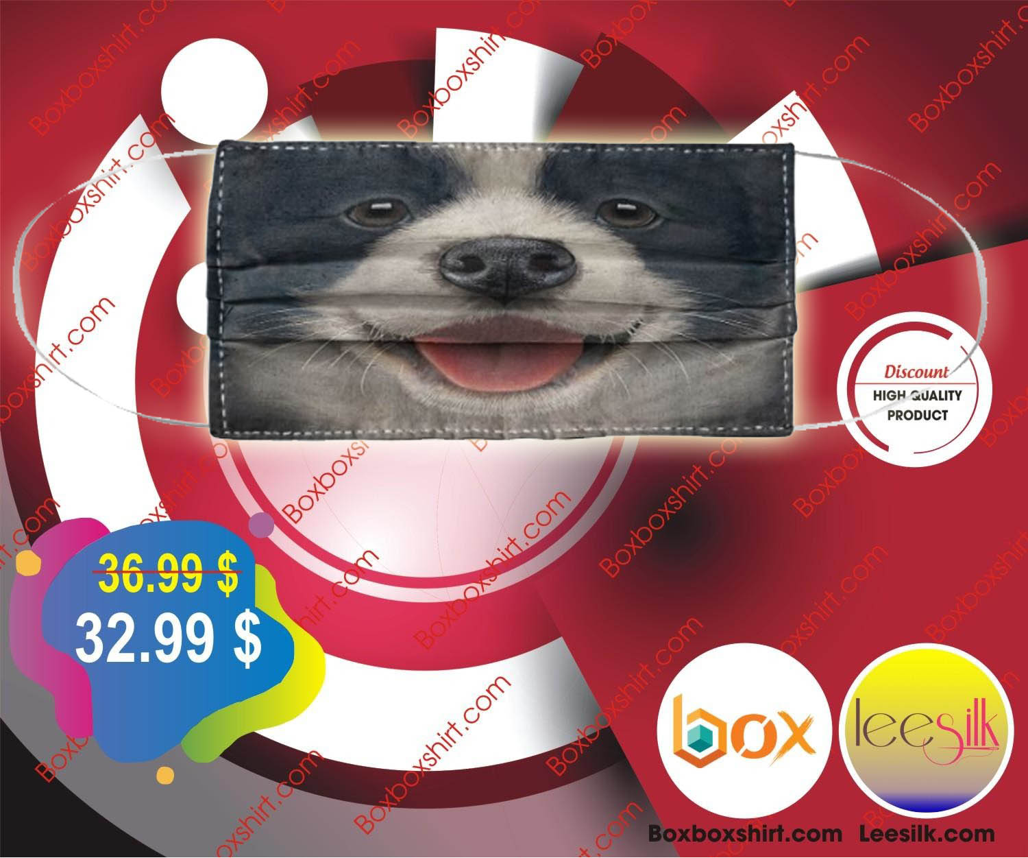 Collie Border fabric cloth face mask