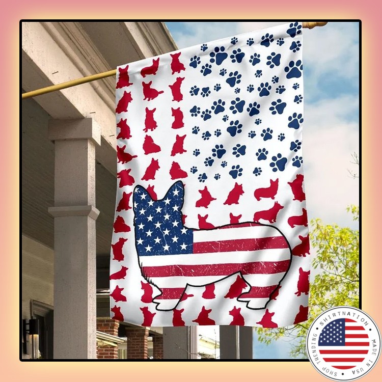 Corgi Amercian house flag and garden flag1