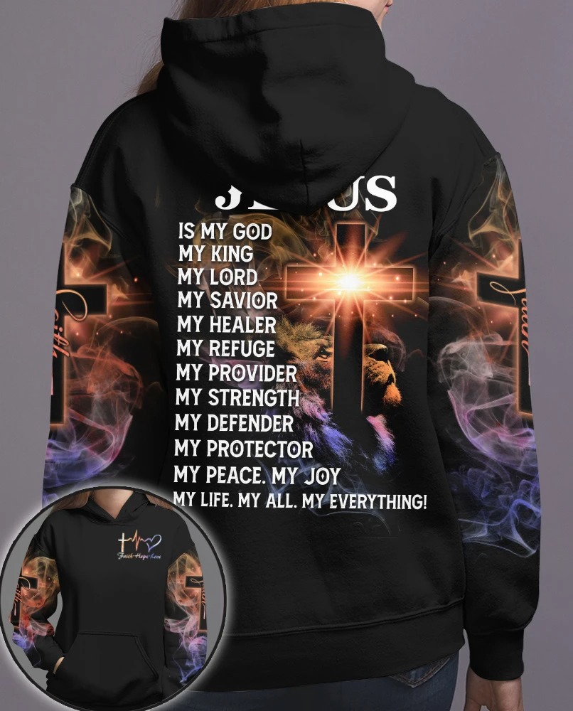 Cross Jesus is my god my king my lord 3D hoodie