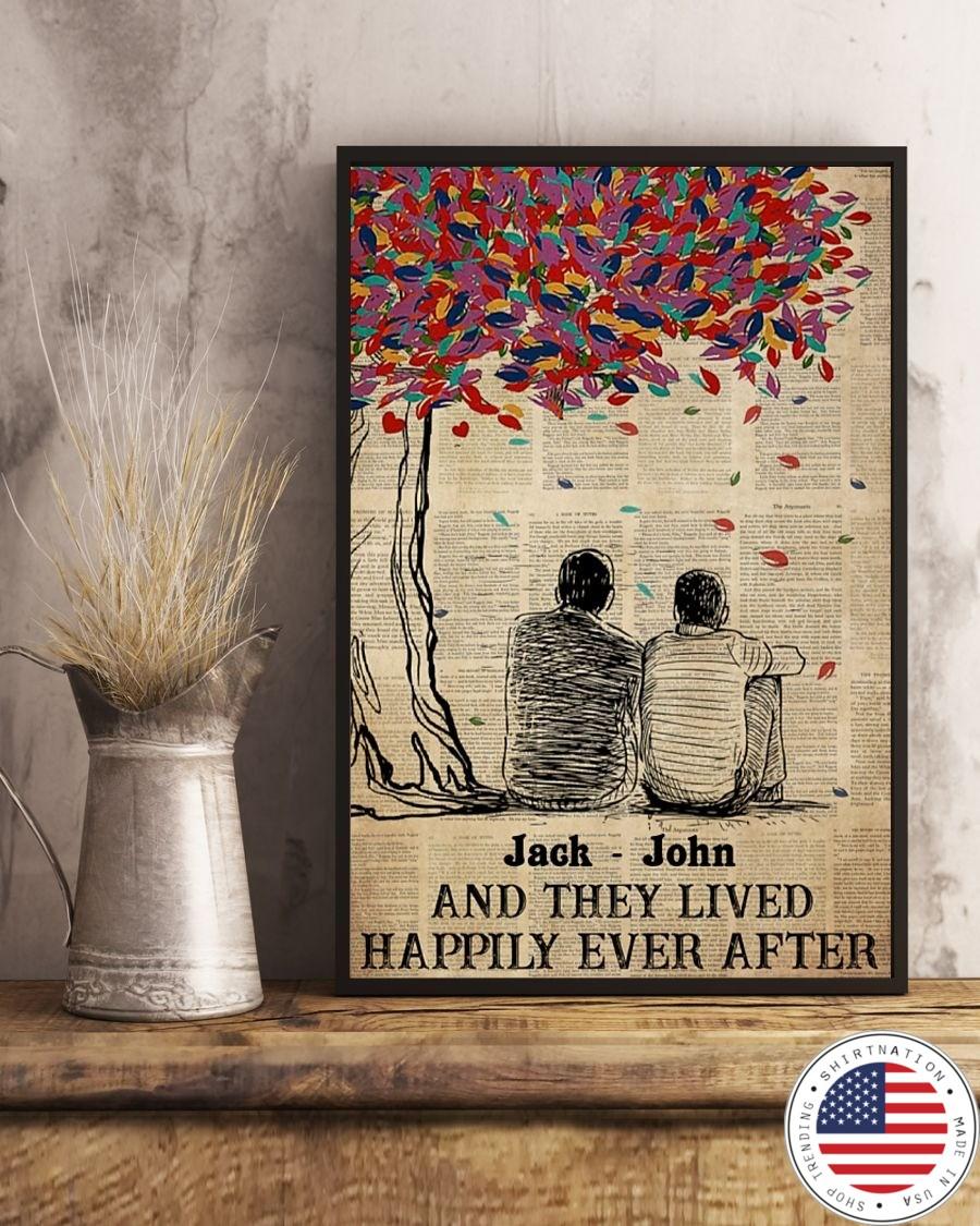 Custom name gay couple and they lived happily ever after poster