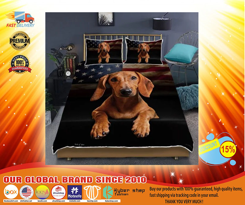 Dachshund American flag bedding set3