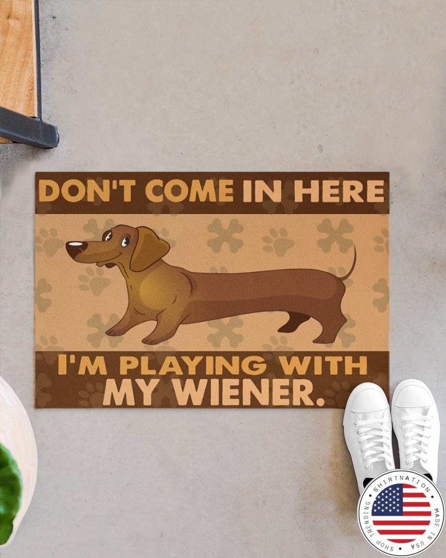 Dachshund dont come in here Im playing with my wiener doormat2