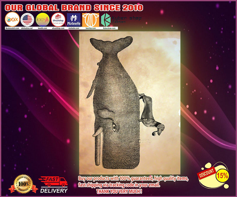 Dachshund ride whale poster