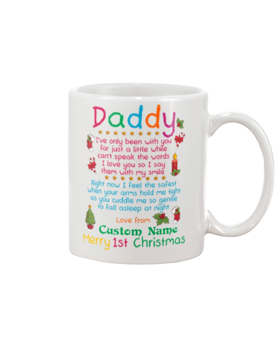 Daddy love from Merry 1st Christmas custom name mug