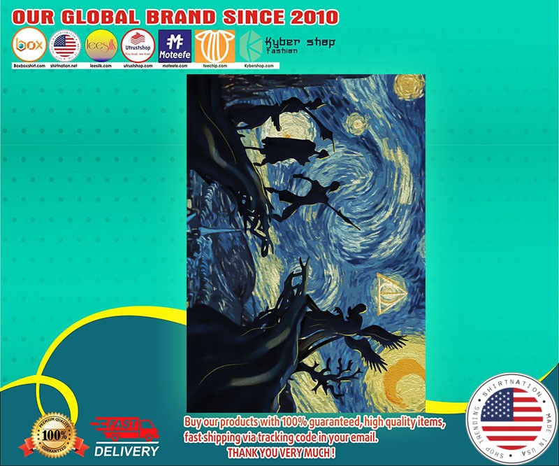 Deathly hallows Harry Potter starrry nigh Van Gogh poster