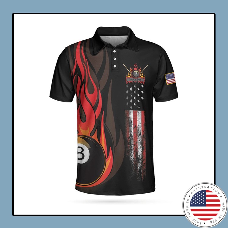 Dinosaur Poolasaurus Flame Skull Billiards Polo Shirt