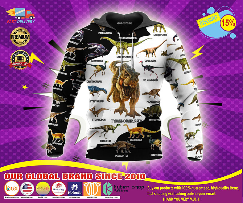 Dinosaur art T rex jurassic world 3d hoodie1