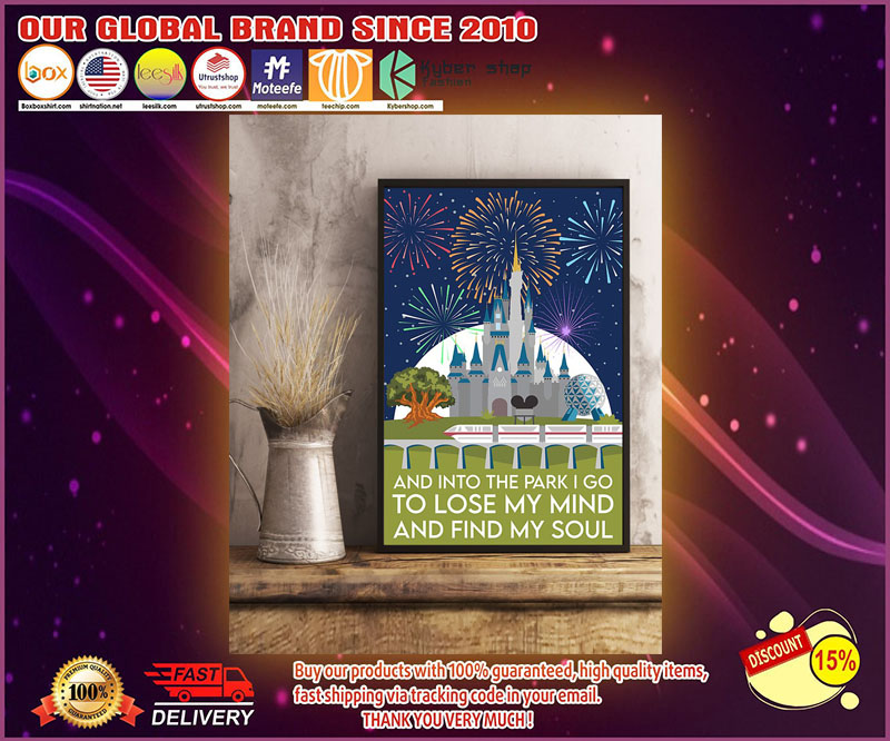Disney castle and into the park I go to lose my mind and find my soul poster
