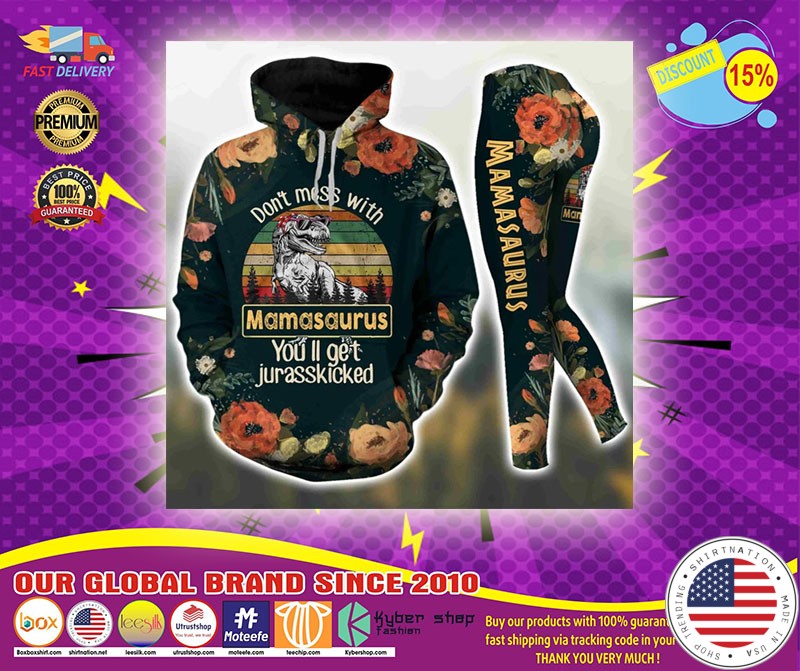 Dont mess with mamasaurus vintage 3D hoodie and legging1