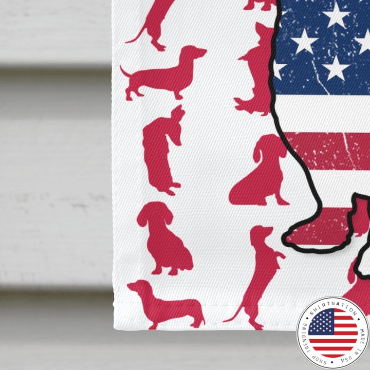 Doxie Amercian house flag and garden flag4