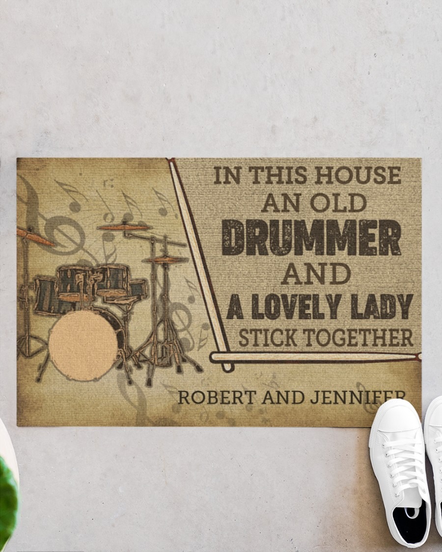 Drummer and a lovely lady custom name doormat