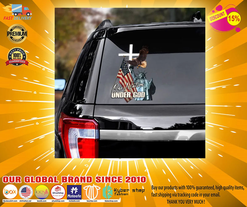 Eagle American flag one nation under god car decal2
