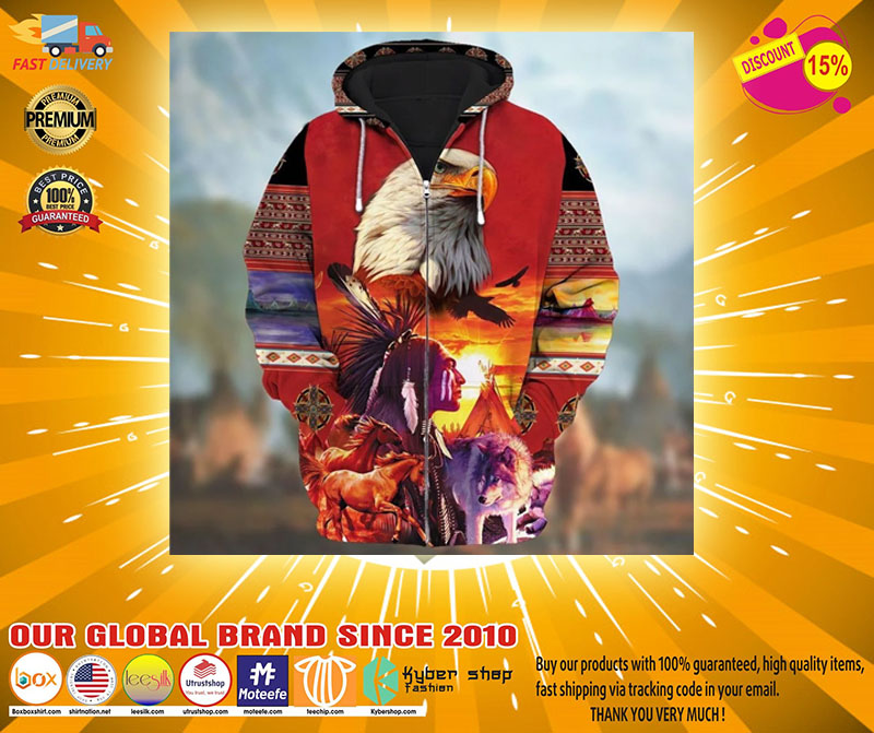 Eagle native american zip hoodie