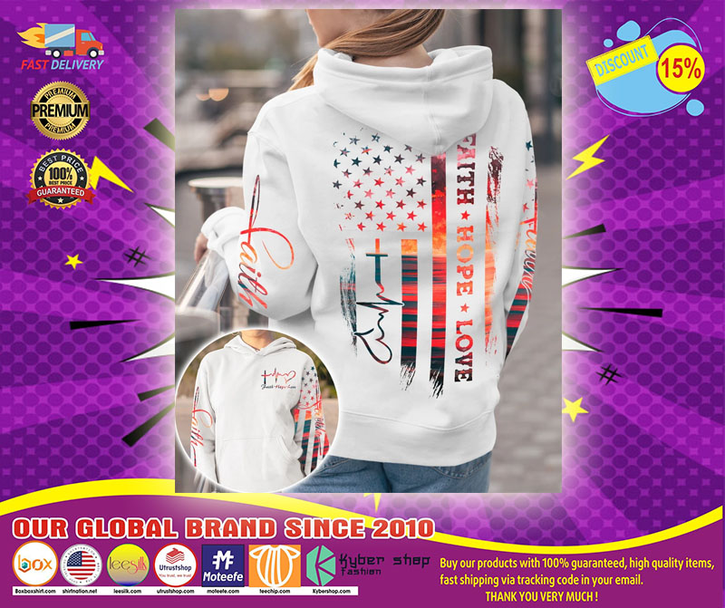 Faith hope love sunset beach 3D hoodie1