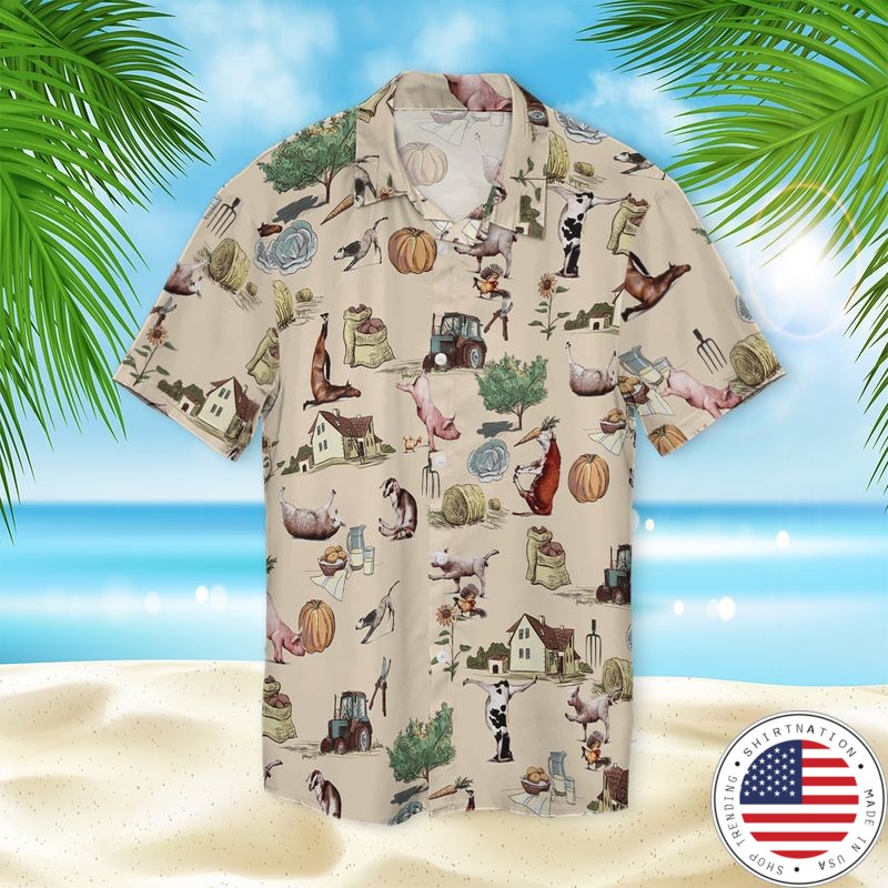 Farm Animal Yoga Pose Hawaiian Shirt