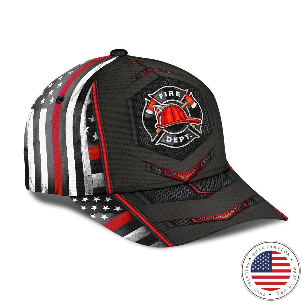 Firefighter flag red carbon cap