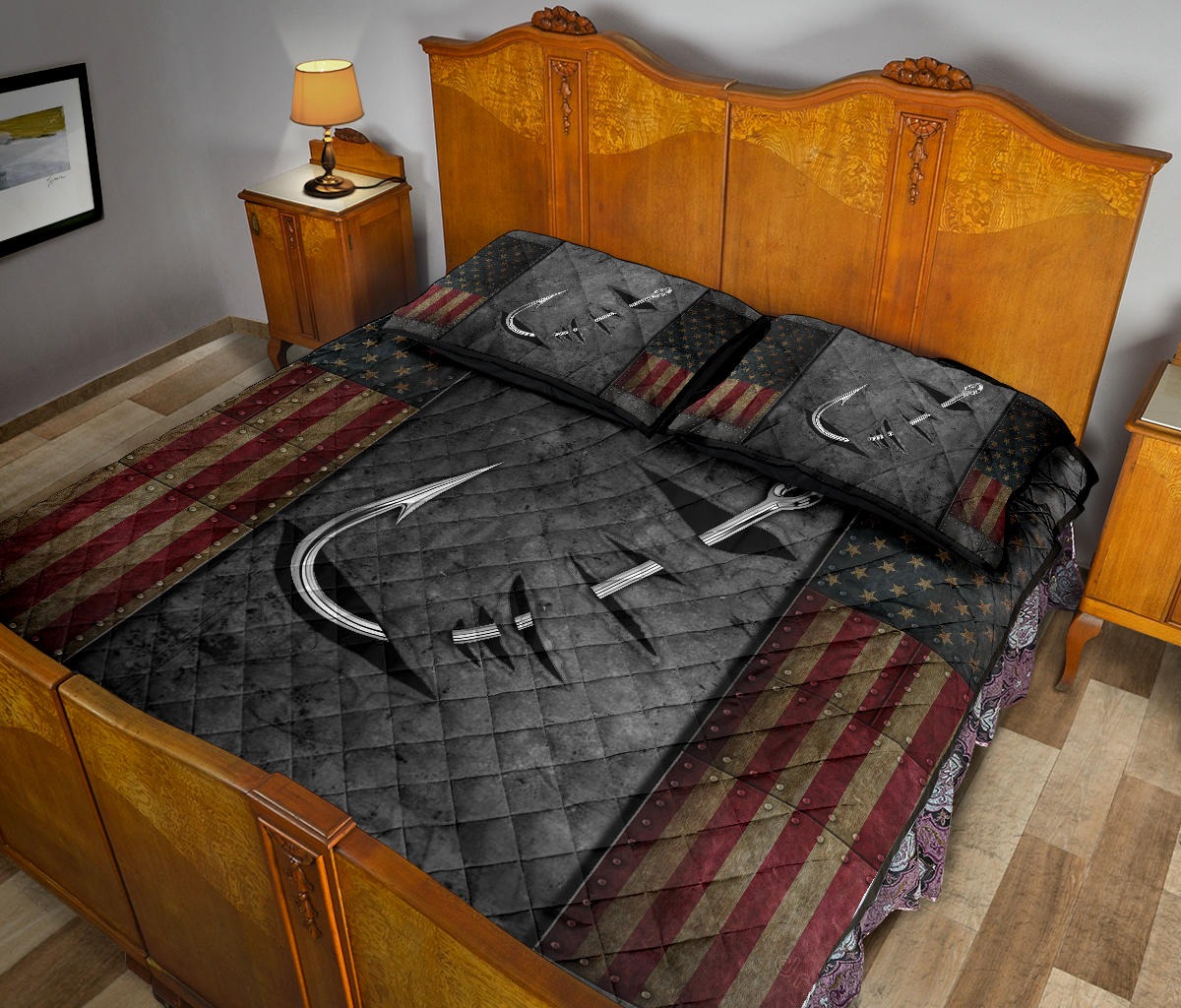 Fishing American flag bedding set2