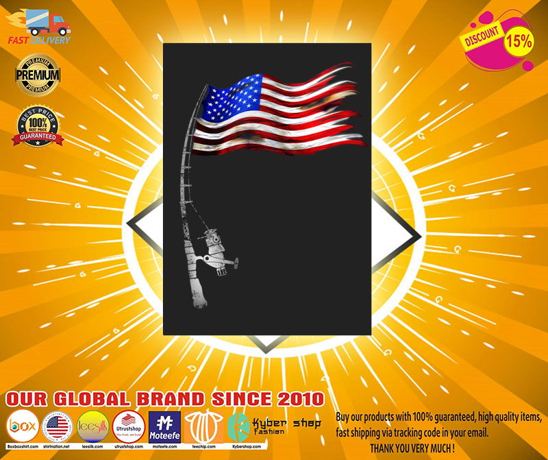 Fishing American flag sticker2