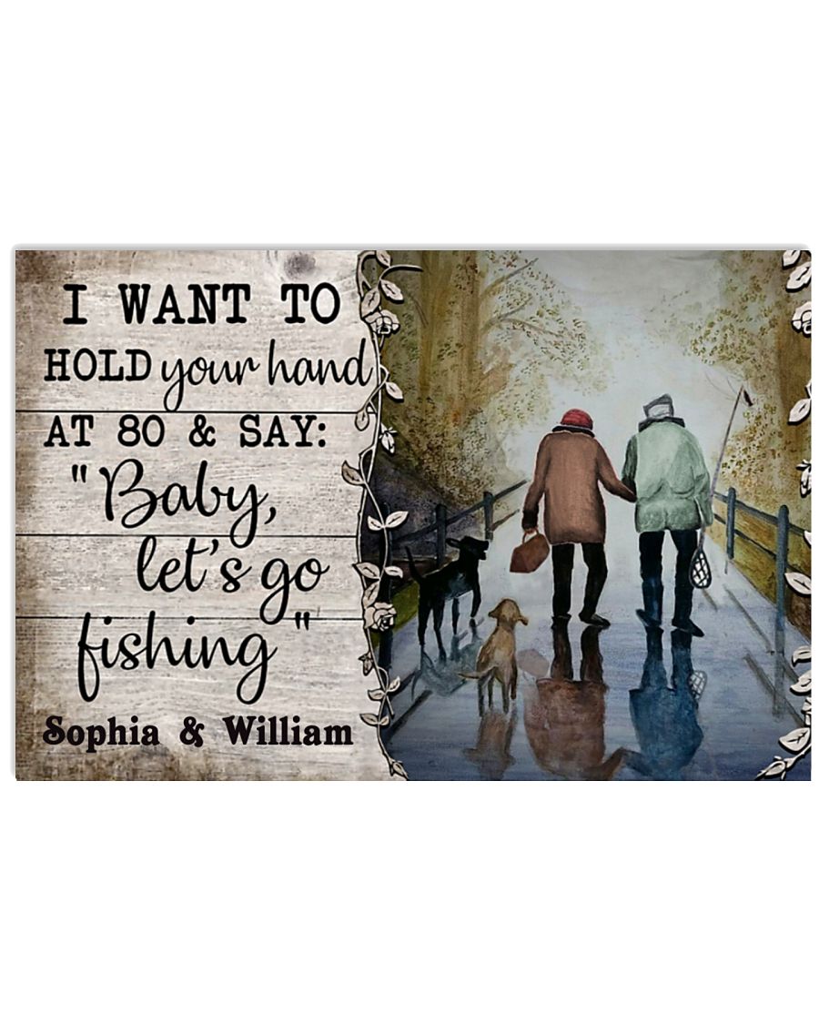 Fishing I want to hold your hand custom personalized name poster