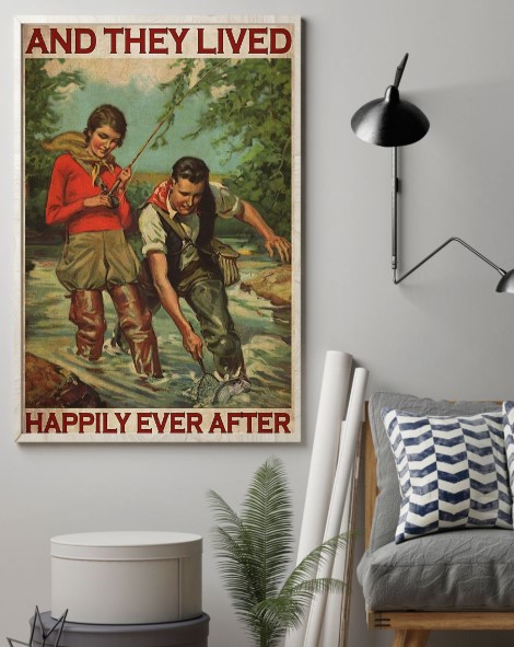 Fishing couple and they lived happily ever after poster