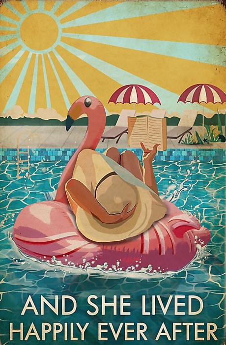 Flamingo book and she lived happily ever after  poster