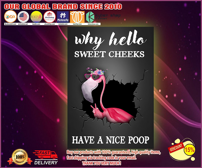 Flamingo hello sweet cheeks have a nice poop poster