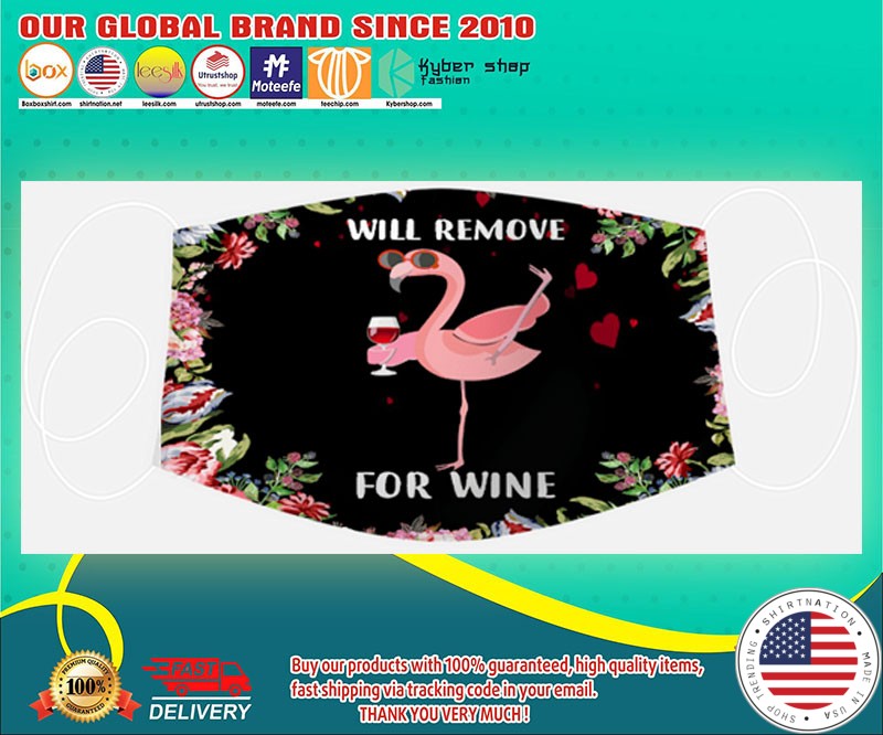 Flamingo will remove for wine cloth face mask