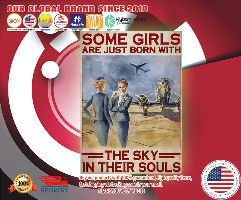 Flight attendant some girls are just born with the sky in their souls poster