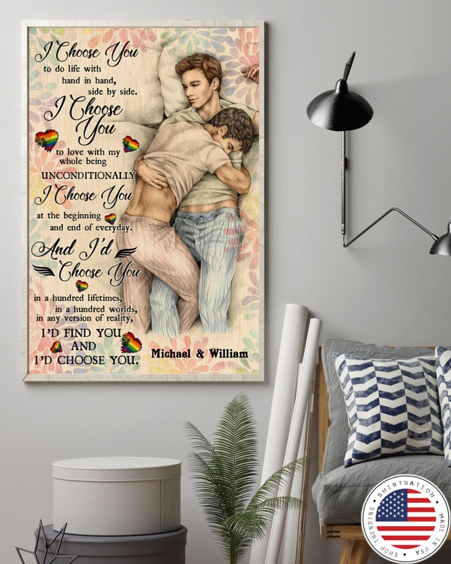 Gay I choose you to do life with hand in hand side by side poster