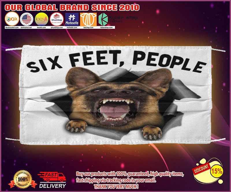 German shepherd six feet people face mask