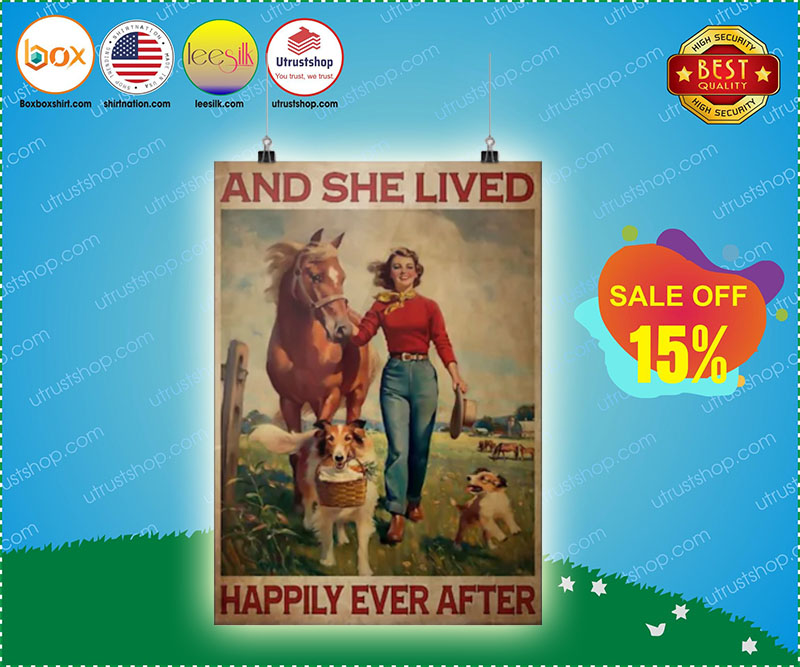 Girl with horse and dogs happily ever after poster