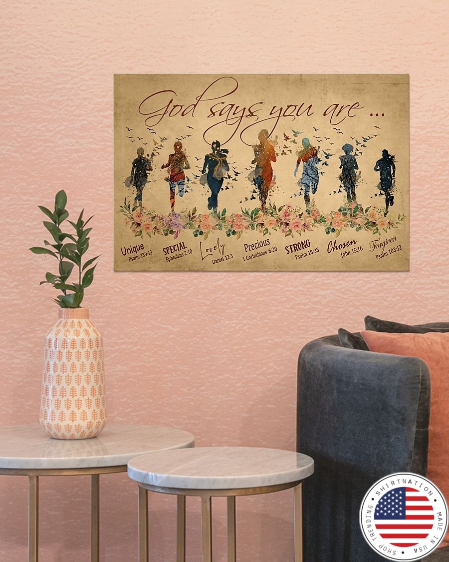 God says you are running woman poster