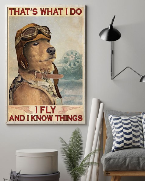 Golden Retriever Dog That's what I do I fly and know things poster
