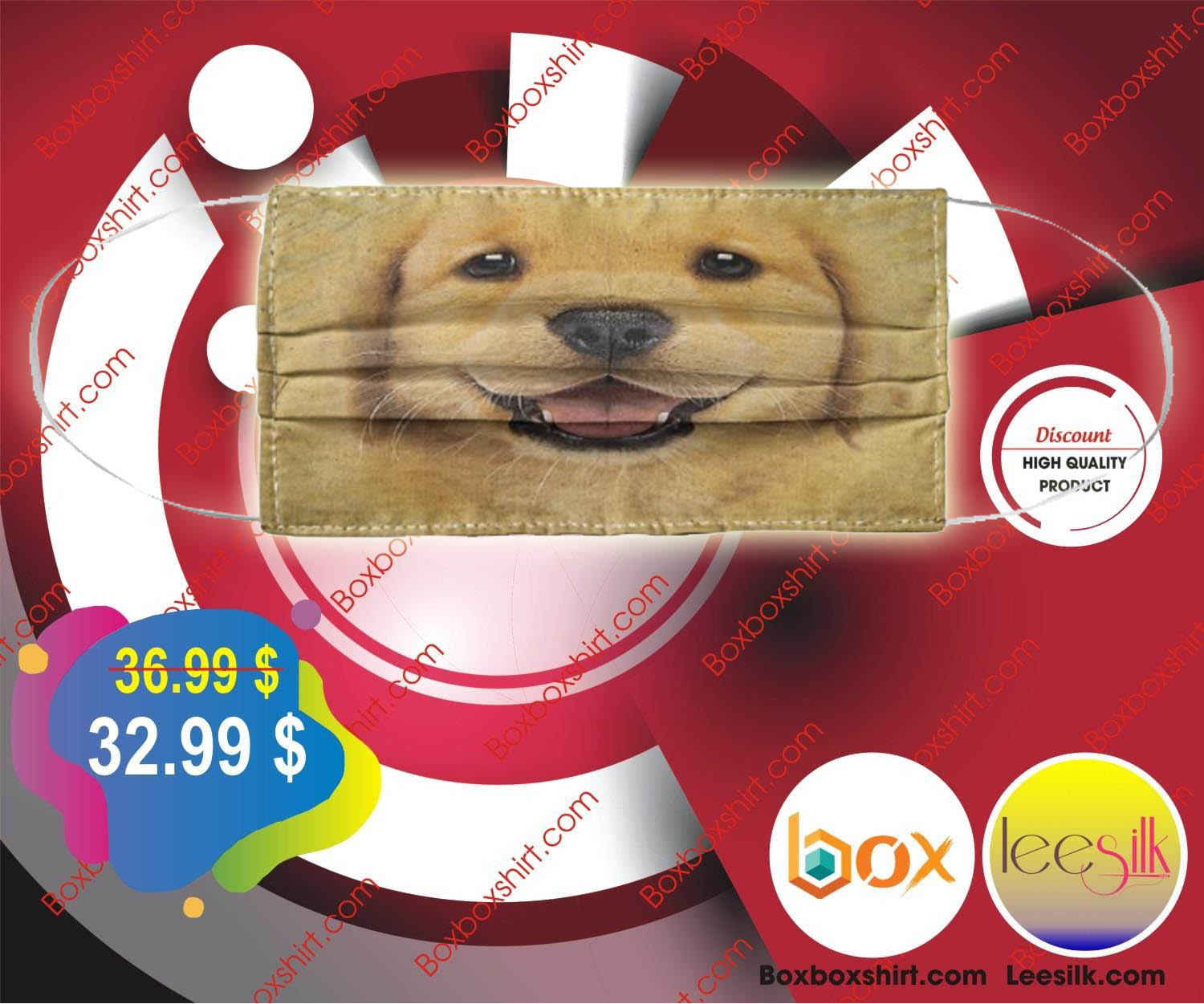 Golden Retriever cloth fabric face mask