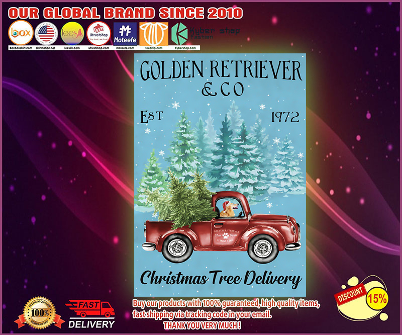 Golden retriever and co christmas tree delivery poster
