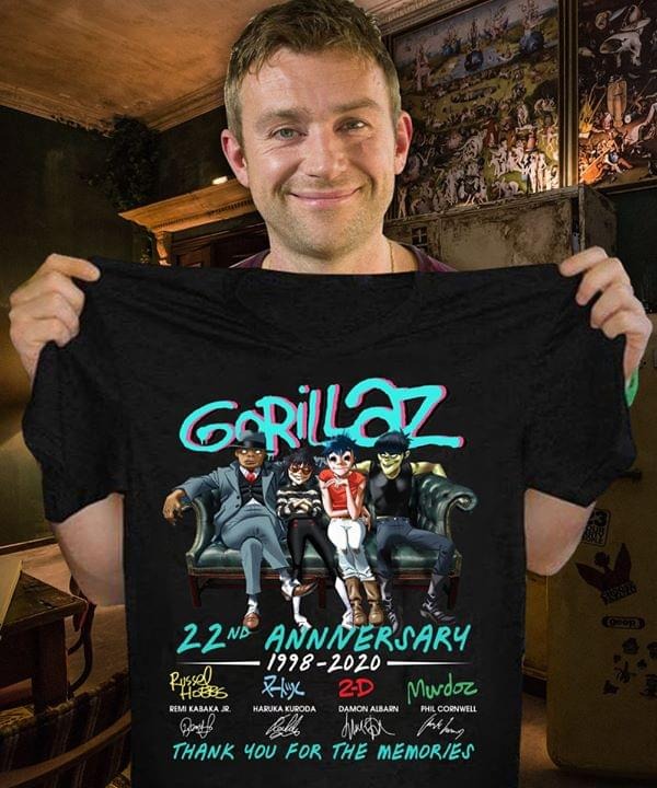 Gorillaz 22nd anniversary 1988 2020 thank you for the momeries shirt