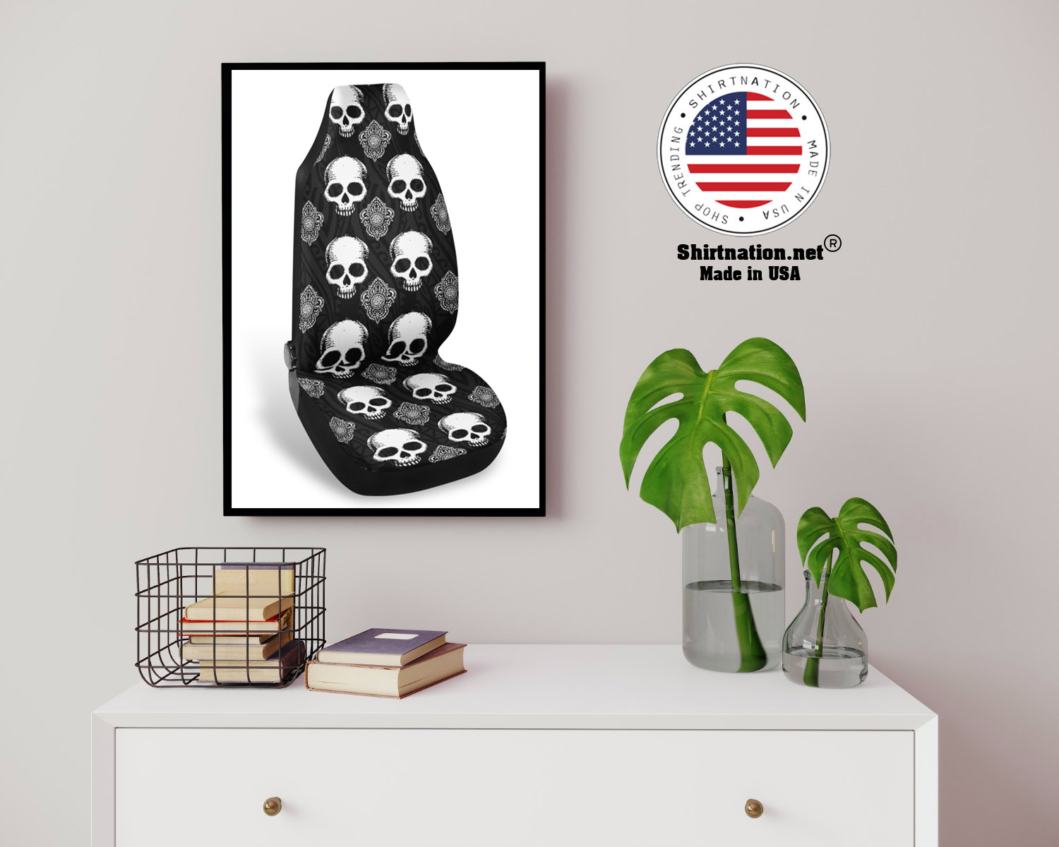 Goth skull car seat covers 14