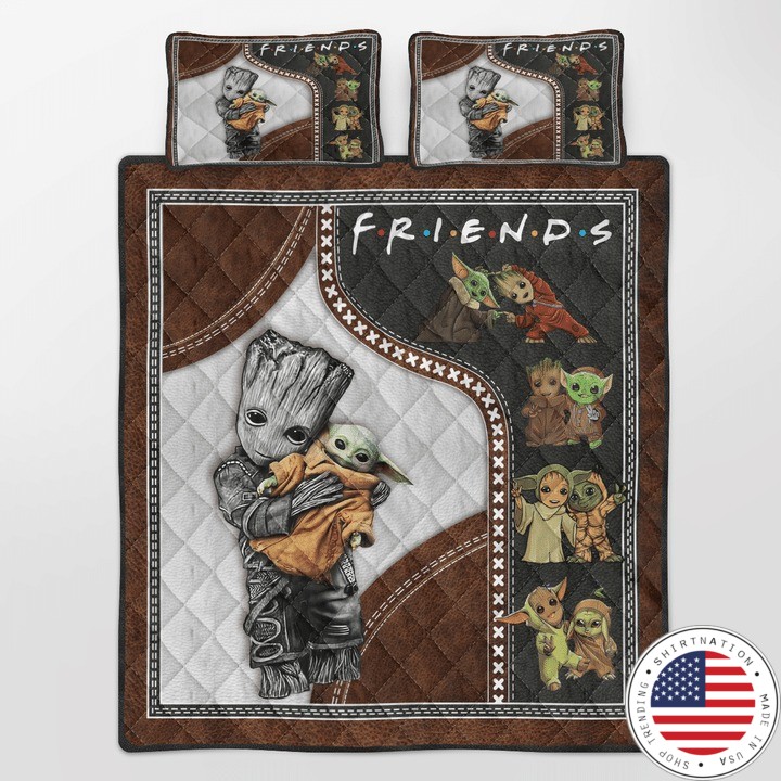 Groot and baby Yoda friend quilt bedding set2