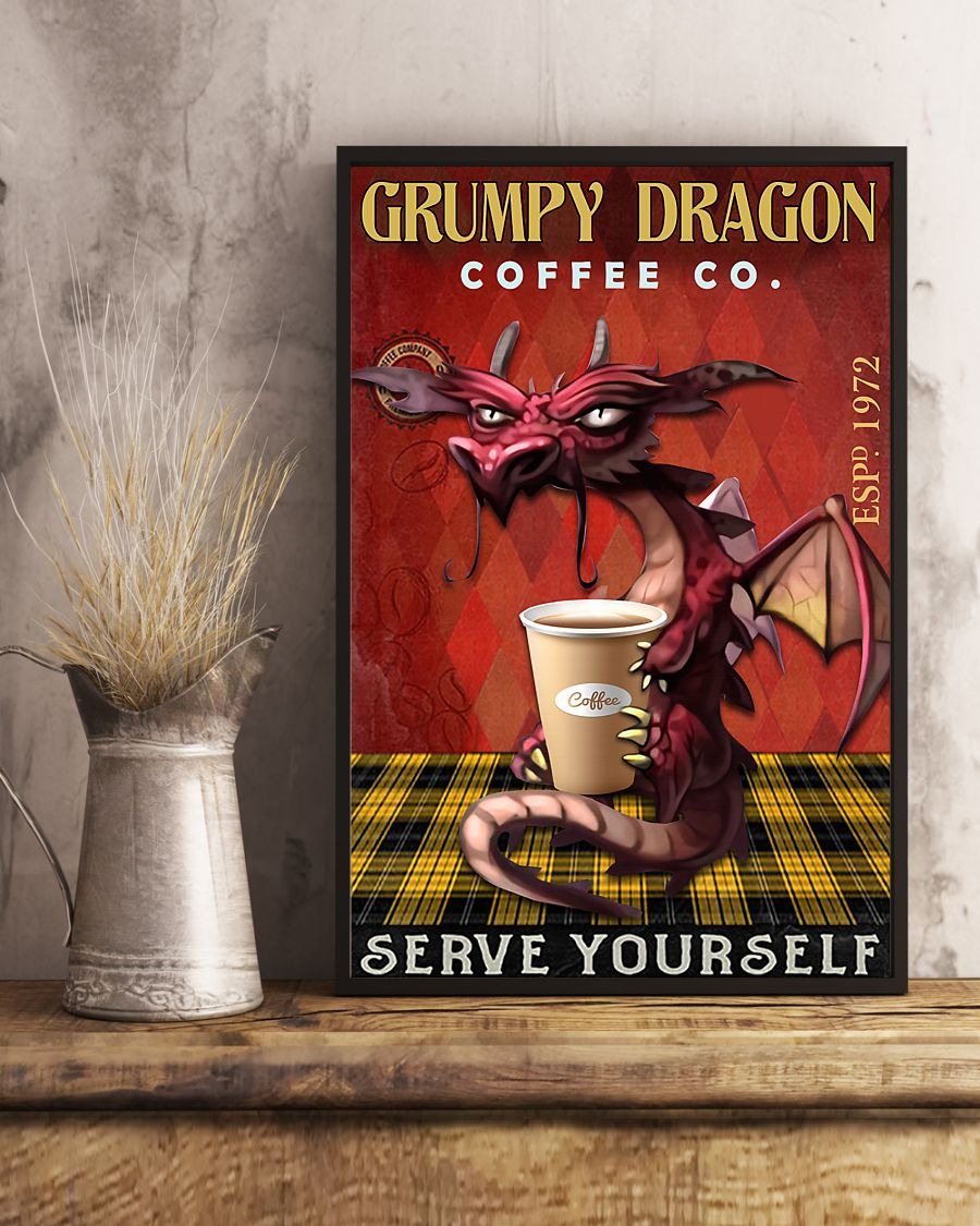 Grumpy dragon coffee co serve yourself poster