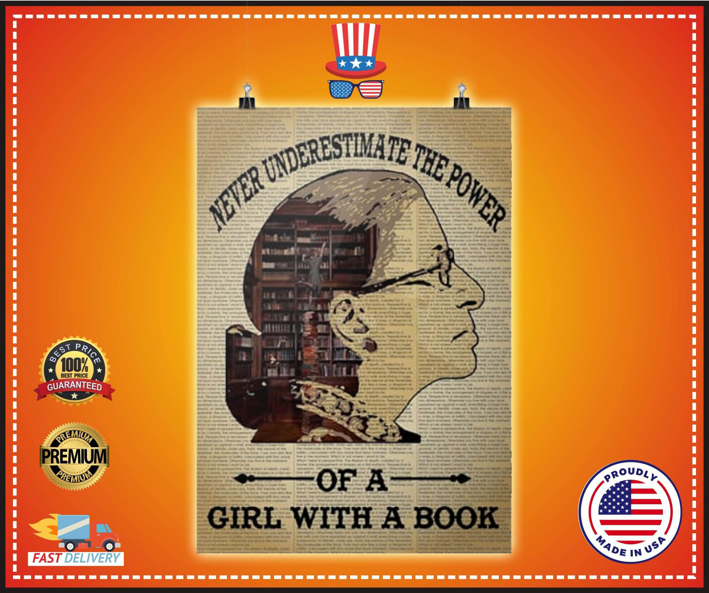 Ruth bader never underestimate the power of a girl with book poster