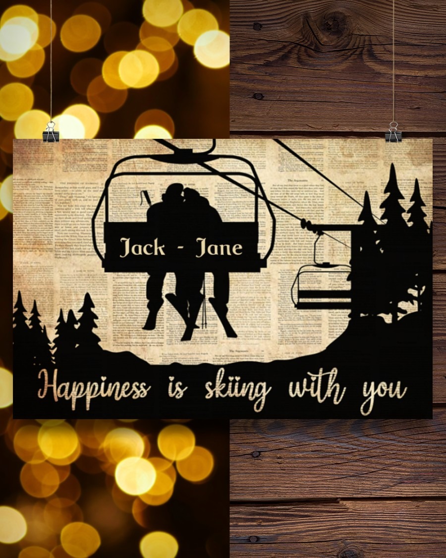 Happiness is skiing with you custom name poster