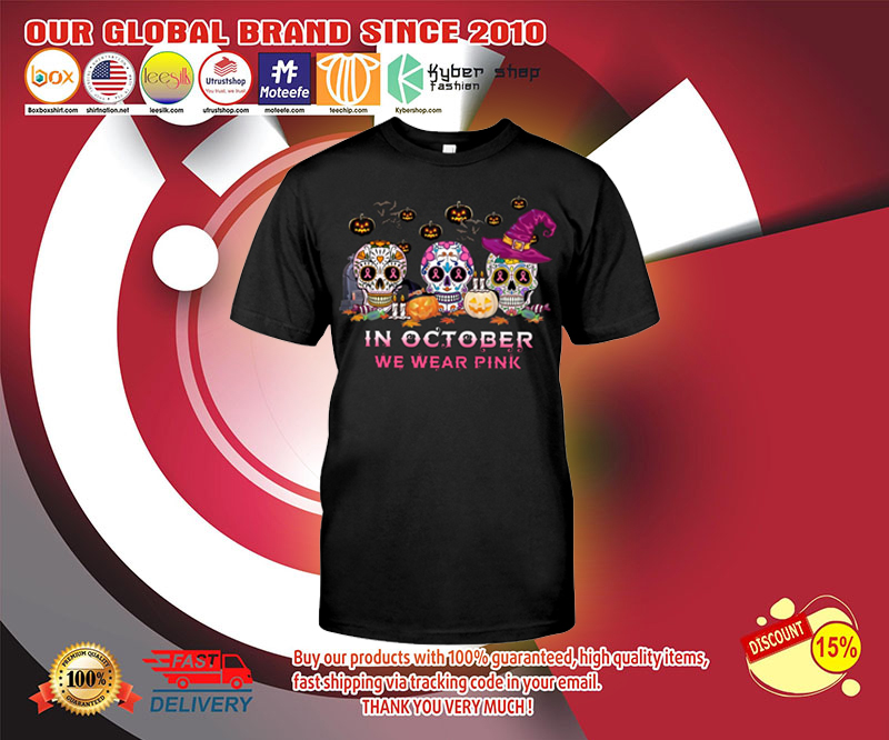 Halloween skull in October we wear pink shirt