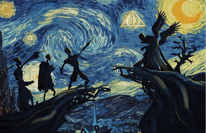 Harry potter The deathly hallows van gogh starry night poster