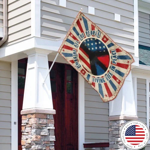 Hippie Imagine All The People Living Life In Peace Flag3 1