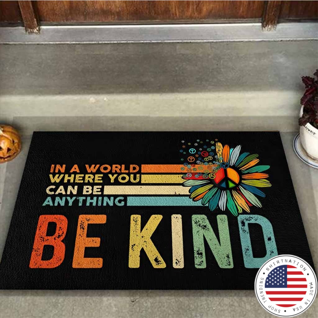 Hippie In a world where you can be anything be kind doormat2