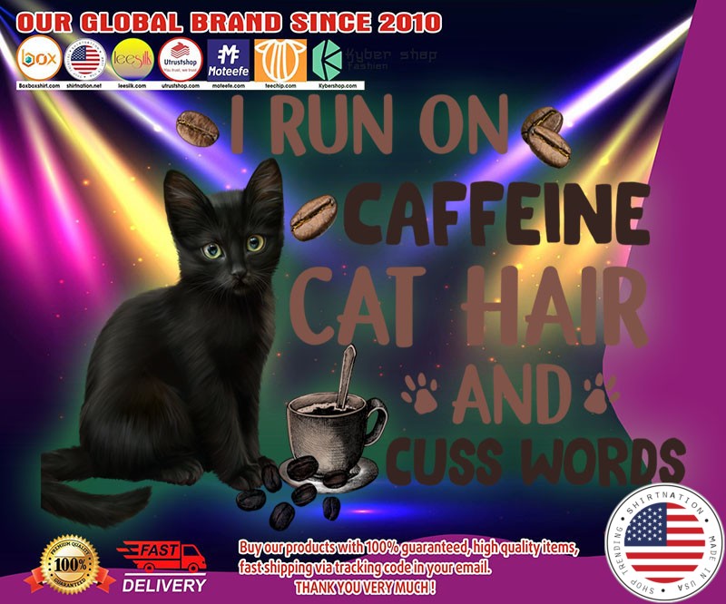 I run on caffeine cat hair and cut words face mask