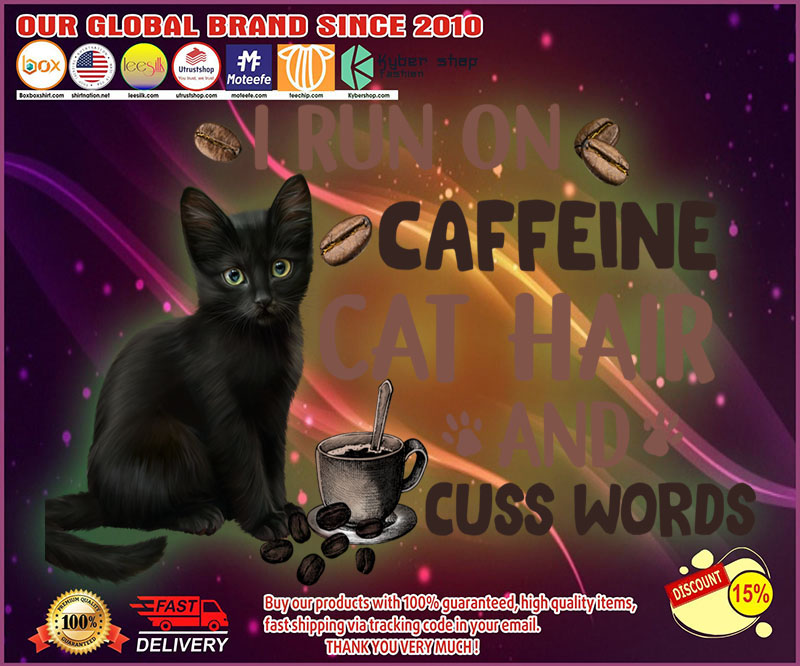 I run on caffeine cat hair and cut words face mask