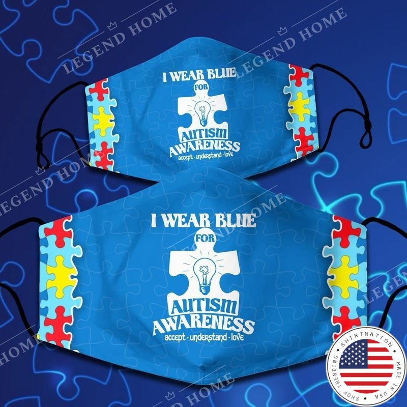 I wear blue for autism awareness facemask