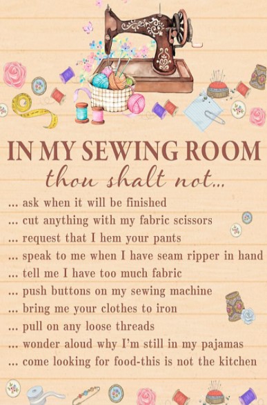 In my sewing room thou shalt not poster