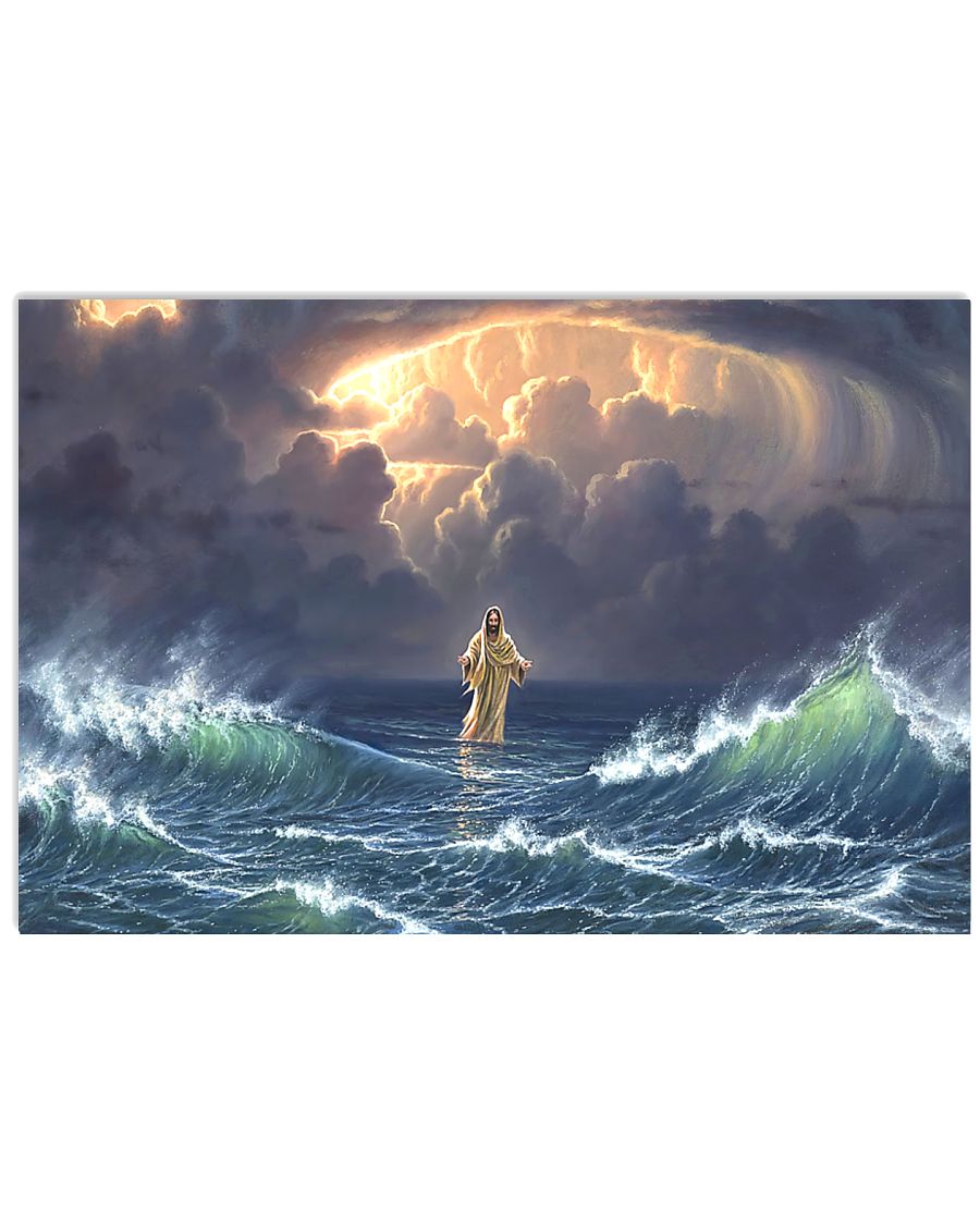 In the storm Jesus walked on the water poster
